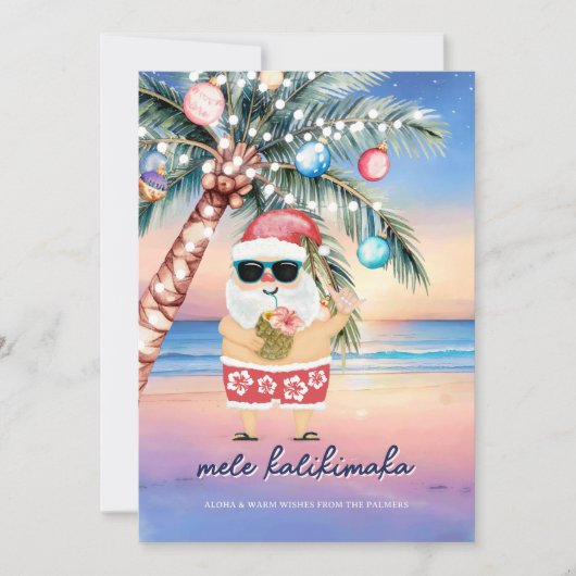 Tropical Beach Palm Tree Weihnachten (Vorderseite)