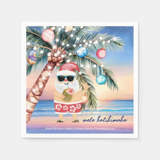 Tropical Beach Palm Tree Weihnachten Serviette (Vorderseite)