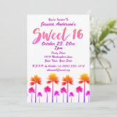 Tropical Beach Palm Trees 16 . Geburtstag Einladung (Stehend Vorderseite)