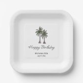 Tropical Beach Palm Trees 30th Birthday Party Pappteller (Vorderseite)