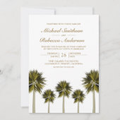 Tropical Beach Palm Trees alle in einer Hochzeit Einladung (Vorderseite)