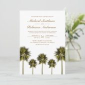 Tropical Beach Palm Trees alle in einer Hochzeit Einladung (Stehend Vorderseite)
