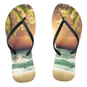 Tropical Beach Palm Trees Badesandalen
