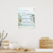 Tropical Beach Palm Trees Begrüßungszeichen Poster (Küche)
