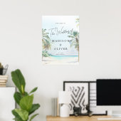 Tropical Beach Palm Trees Begrüßungszeichen Poster (Heimbüro)