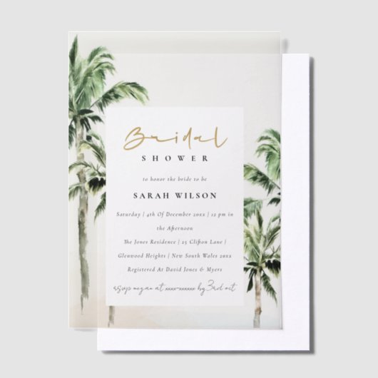 Tropical Beach Palm Trees Brautparty Pergament Einladungen (Versetzt)