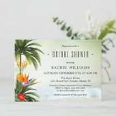 Tropical Beach Palm Trees Bridal Dusche Einladung (Stehend Vorderseite)