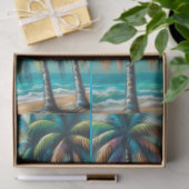 Tropical Beach Palm Trees Chalk-Pastel Dekoupage Seidenpapier (Geschenk)
