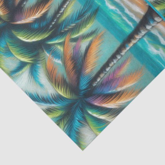 Tropical Beach Palm Trees Chalk-Pastel Dekoupage Seidenpapier (Detail)