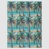 Tropical Beach Palm Trees Chalk-Pastel Dekoupage Seidenpapier (Vorderseite)