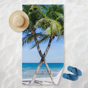 Tropical Beach Palm Trees DIY Personalisiertes Fot Strandtuch