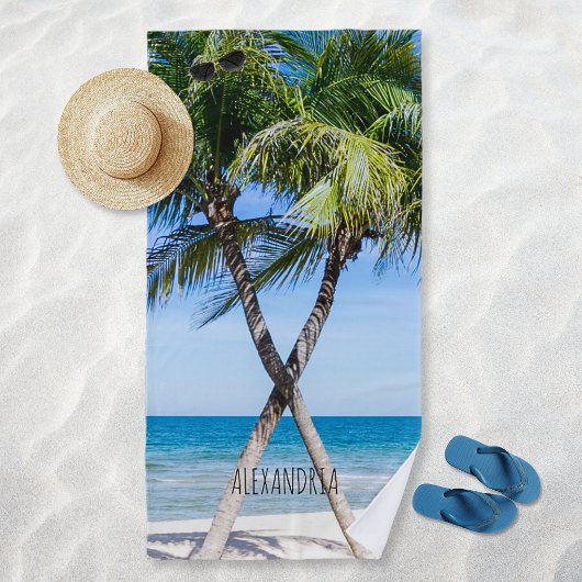 Tropical Beach Palm Trees DIY Personalisiertes Fot Strandtuch