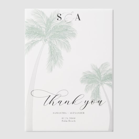 Tropical Beach Palm Trees Einfache Skripte Vielen Pergament Einladungen (Vorderseite)