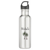 Tropical Beach Palm Trees Einfache Typografie Edelstahlflasche (Vorderseite)
