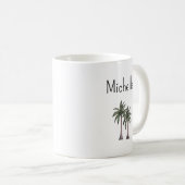 Tropical Beach Palm Trees Einfache Typografie Kaffeetasse (VorderseiteRechts)