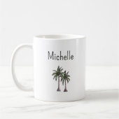 Tropical Beach Palm Trees Einfache Typografie Kaffeetasse (Links)