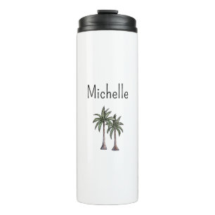 Tropical Beach Palm Trees Einfache Typografie Thermosbecher