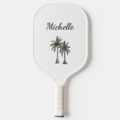 Tropical Beach Palm Trees Elegantes Personalisiert Pickleball Schläger (Rückseite)