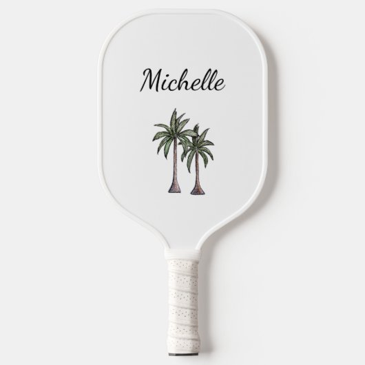 Tropical Beach Palm Trees Elegantes Personalisiert Pickleball Schläger (Vorderseite)