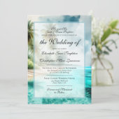 Tropical Beach & Palm Trees Formal Wedding Einladung (Stehend Vorderseite)