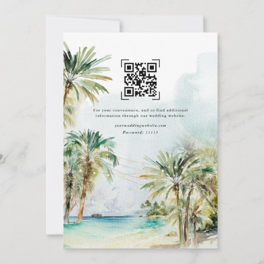 Tropical Beach Palm Trees | FOTO SAVE THE DATE (Rückseite)