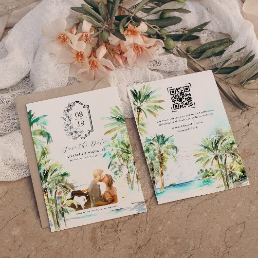 Tropical Beach Palm Trees | FOTO SAVE THE DATE