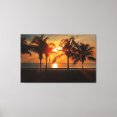 Tropical Beach Palm Trees Golden Sunset Leinwanddruck (Vorderseite)
