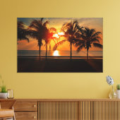 Tropical Beach Palm Trees Golden Sunset Leinwanddruck (Insitu (Wohnzimmer))