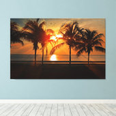 Tropical Beach Palm Trees Golden Sunset Leinwanddruck (Insitu (Holzboden))