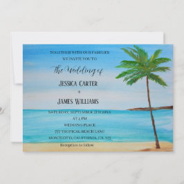 Tropical Beach Palm Trees Hochzeit in Urlaubsort Einladung
