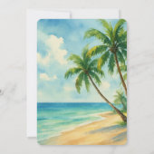 Tropical Beach Palm Trees Hochzeit in Urlaubsort Einladung (Rückseite)