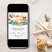 Tropical Beach Palm Trees Hochzeit in Urlaubsort Einladung