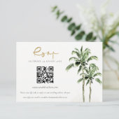 Tropical Beach Palm Trees Hochzeiten QR Code UAWG Begleitkarte (Stehend Vorderseite)