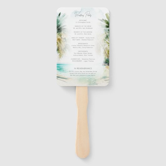 Tropical Beach Palm Trees Hochzeitsprogramm Hand F Fächer (Rückseite)