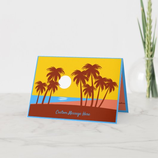 Tropical Beach Palm Trees Illustration Karte (Vorderseite)