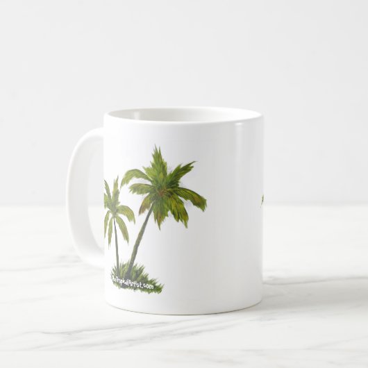 Tropical Beach Palm Trees Kaffee Tasse (Vorderseite Links)