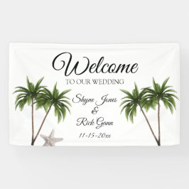 Tropical Beach Palm Trees Moderne Hochzeit von Sta Banner