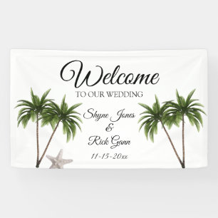 Tropical Beach Palm Trees Moderne Hochzeit von Sta Banner