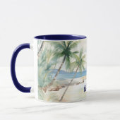 Tropical beach palm trees name blue summer tasse (Links)
