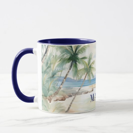 Tropical beach palm trees name blue tasse (Links)