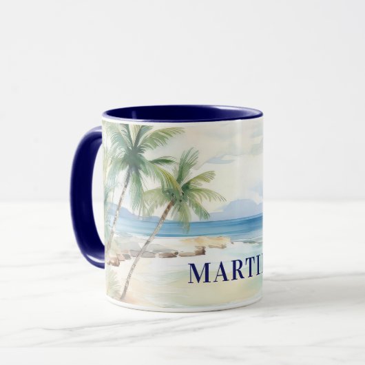 Tropical beach palm trees name blue tasse (Vorderseite Links)