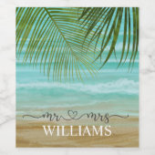 Tropical Beach Palm Trees Personalisiert Weinetikett (Einzelnes Label)