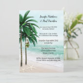 Tropical Beach Palm Trees Post Wedding Party Einladung (Stehend Vorderseite)