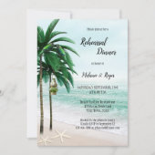 Tropical Beach Palm Trees Probe Abendessen Einladung (Vorderseite)