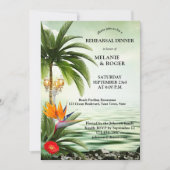 Tropical Beach Palm Trees Probe Abendessen Einladung (Vorderseite)