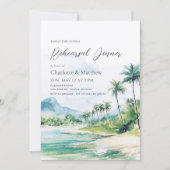 Tropical Beach Palm Trees Probe Abendessen Einladung (Vorderseite)