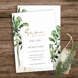 Tropical Beach Palm Trees Save the Date einladen Dankeskarte