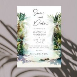 Tropical Beach Palm Trees Save the Date Einladung