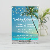 Tropical Beach Palm Trees String Lights Modern Einladung (Stehend Vorderseite)