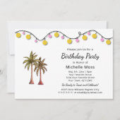 Tropical Beach Palm Trees String Lights zum Geburt Einladung (Vorderseite)